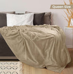 Utopia Bedding Fleece Blanket Queen Size Camel 300GSM Luxury Fuzzy Soft Anti-Static Microfiber Bed Blanket (90x90 Inch)