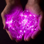 2 Sets 20 LEDs Pink Color String Lights Silver Wire Indoor and Outdoor 6.5 Feet Firefly Starry Fairy Lights Battery Powered for DIY, Christmas, Holidays, Party, Bedroom and Centerpieces