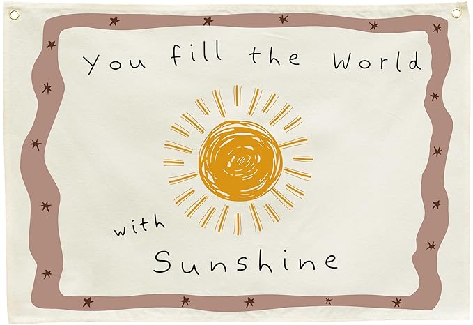 Positive Toddler Kids Growth Stuff for Nursery Bedroom Playroom Above Crib Wall Decor Hanging Rectangular Banner Poster Flag Sign Gift Baby Shower Birthday Baptism Christmas Gift You Fill the World