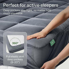 Ultra Soft Queen RV Size Mattress Topper - Viscose Made from Bamboo Pillow Top Mattress Pad for Back Pain Relief - Naturally Cooling for Hot Sleepers, Gray