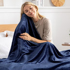 Exclusivo Mezcla Fleece Blanket Twin Size for Bed, Super Soft and Warm, All Season Use, Cozy, Plush, Lightweight, 60x80 Inches Navy Blue