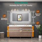 TokeShimi 55x30 LED Bathroom Vanity Mirror with Lights,Front Lit + Backlit LED Bathroom Mirror,3 Colors Stepless Dimmable,Anti-Fog,Tempered Glass,Memory Function,Waterproof,UL Listed