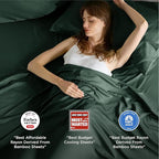 Bedsure King Size Sheets Set, Cooling Sheets for Hot Sleepers, Rayon Derived from Bamboo, Breathable & Soft, Deep Pocket Up to 16 Inches, Hotel Luxury Silky Bedding, Forest Green