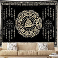OSUNBD Nordic Viking Tapestry Wall Hanging - Large 84x90 inches Soft Flannel with Valknut, Celtic Runes & Norse Mythology Scandinavian for Bedroom, Living Room Decor