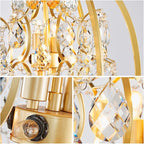 WUZUPS Globe Crystal Chandelier Raindrop Pendant Flushmount Ceiling Light Modern Lighting Fixture for Bedroom Hallway Bar Kitchen Bathroom, H 23.6" x W 19.7", Gold, 8 E12 Base