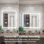 30 x 36 Inch LED Mirror for Bathroom with Lights, Frameless Lighted Bathroom Vanity Mirrors, Stepless Dimmable, Anti-Fog, Memory Funtion, Wall Mounted, Horizontal/Vertical