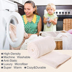 HOZY Soft Blanket Twin Size Fleece Warm Fuzzy Throw Blankets for The Bed Sofa Lightweight 350GSM Ivory 66"*90"