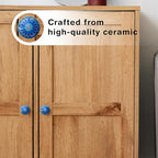 Handmade Blue Mandala Design Ceramic Stone Cabinet Knobs, Vintage Decorative Drawer Pulls for Trendy Cabinets, Modern Dressers & Cupboards, Knobs for Kitchen & Furniture-Set of 6
