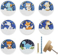 JamJam 8 Pack 1.8" Wooden Dinosaur Drawer Handle Pulls Unique Kids Nursery Room Animal Themed Cabinet Dresser Drawer Knobs