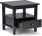 SIMPLIHOME Warm Shaker SOLID WOOD 20 inch Wide Rectangle Transitional End Side Table in Black for the Living Room and Bedroom