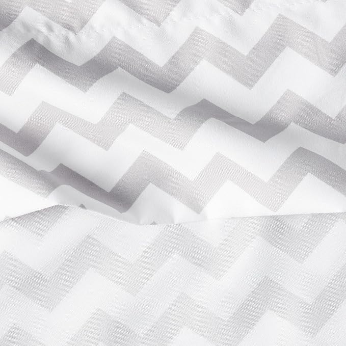 Queen Size Bed Sheets - Breathable Luxury Sheets with Full Elastic & Secure Corner Straps Built In - 1800 Supreme Collection Extra Soft Deep Pocket Bedding Set, Sheet Set, Queen, Chevron Gray