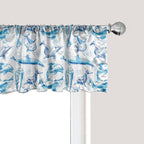 Ambesonne Sea Animals Window Valance, Sketch of Bottlenose Dolphins Playing Laughing in The Ocean Sea Life Print, Curtain Valance for Kitchen Bedroom Decor with Rod Pocket, 54" X 18", Turquoise White