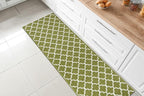 Custom Size Moroccan Trellis Runner Rug Mat for Wide Hallway Entryway Kitchen Laundry Room with Slip Resistant Latex Rubber Backing, Trellis Green, 31 inch X 15 feet