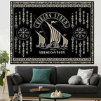 OSUNBD Nordic Vikings Tapestry Vikings Boat Hanging Home Decor Vegvisir Runes Artwork Pagan Tapestry Art Hanging Decor Large Size 78.7”x59.1” for Bedroom Living Room Dorm