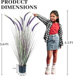 KOL 4ft 2-Pack Faux Veronica Spiked Speedwell Grass, 47in Artificial Veronica Spicata Flower, Tall Reed Grass for Home Office Garden Wedding Décor, Indoor/Outdoor Fake Plant, UV-Resistant, Purple