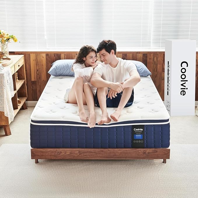 Coolvie Queen Mattress 14 Inch in a Box, Medium Firm Feel Hybrid Queen Size Mattress, CertiPUR-US® Certified Memory Foam&Pocket Spring, Extra Lumbar & Shoulder Support for Pain Relief, 80''L x 60''W