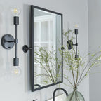 TEHOME Pivot Mirror Matte Black Bathroom Mirror Squared Edge Rectangle Tilting Beveled Vanity Mirrors for Wall, Overall 33.9 x 40 inches (Mirrror 30 x 40 inches)