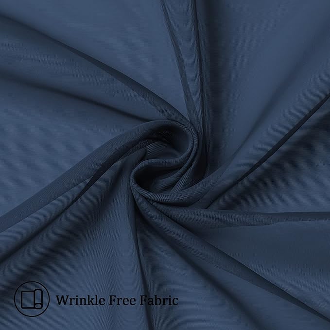 Aiyufneg Small Sheer Tier Curtains Half Kitchen Curtain Sheers, Light Filtering Farmhouse 24 Inch Window Panels Rod Pocket Navy Blue Voile Short Curtain for Bathroom, 40W x 24L, Set of 2 Panels