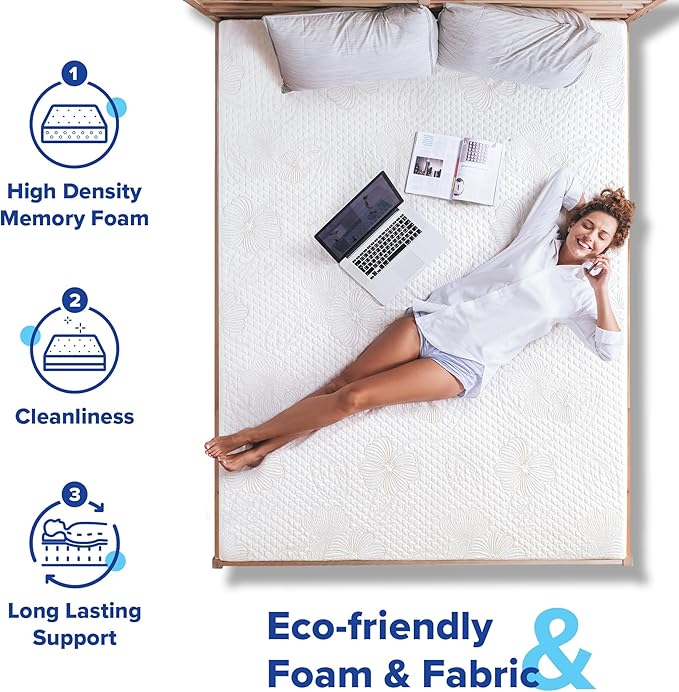 Olee Sleep Twin Mattress, 8 Inch Gel Memory Foam Mattress, Gel Infused for Comfort and Pressure Relief, CertiPUR-US Certified, Bed-in-a-Box, Medium Firm, Twin Size