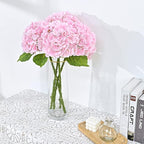 Waipfaru 21" Real Touch Hydrangea Artificial Flowers with Long Stem & Leaves, Full Latex Faux Hydrangea Flowers for Home Decor Party Floral Arrangements Wedding Bouquets Centerpieces(Pink, 3Pcs)