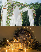 JACKYLED 24 Pack Artificial Ivy Vines with 200 LED String Light, Fake Plants Hanging Garland for Wall Room Bedroom Garden Office Wedding Party