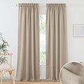 RYB HOME Natural Linen Curtains Thick Heavy Textured, 70 inches Widith 2 Panels Set Light Airy Breathable Fabric Window Decor for Doorway Living Room Dining Room, W 70 x L 84 inches, Khaki
