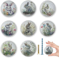 8Pack1.5 Rabbit with Flowers Ceramics Handle Knob Cute Safari Animal Decor Cabinet Dresser Drawer Knobs and Pulls