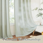 RYB HOME Semi Sheer Linen Curtains Extra Wide Curtains 108" Length, Linen Blend Elegant Light Filtering Privacy Protected Panels for Farmhouse/Living Room, Sage Green, 52" W x 108" L, 2 Panels