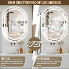 LED Oval Bathroom Mirror 40"x24" Oval Bathroom Vanity Mirror for Wall Anti-Fog 3 Colors & Dimmable Bathroom Mirror for Over Sink with Lights Memory Function Shatterproof LED Mirror