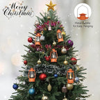 12-Pcs Orange Mini Lanterns Decorative for Halloween Thanksgiving, Fall Centerpiece for Table, Small Western Lantern with Flicker LED Candle for Cowboy Camping Christmas Wedding Decorations