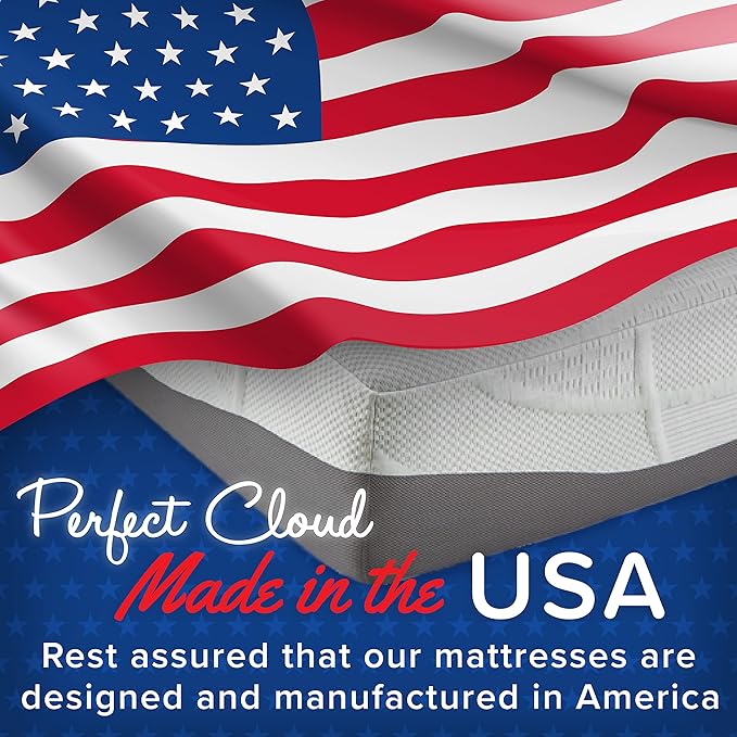 Perfect Cloud Made in The USA UltraPlush Charcoal-Infused 10 inch Memory Foam Mattress - Pressure Relieving - Bed-in-a-Box (RV Short Queen)