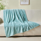 NEWCOSPLAY Super Soft King Blanket Mint Green Premium Silky Flannel Fleece Leaves Pattern Lightweight Bed Blanket All Season Use (Mint Green, King(90"x110"))