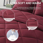 Love's cabin Full Comforter Set Burgundy, 7 Pieces Full Bed in a Bag, All Season Bedding Sets with 1 Comforter, 1 Flat Sheet, 1 Fitted Sheet, 2 Pillowcase and 2 Pillow Sham