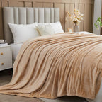 NEWCOSPLAY Super Soft Queen Blanket Brown Premium Silky Flannel Fleece Leaves Pattern Lightweight Bed Blanket All Season Use (Brown, Queen(90"x90"))