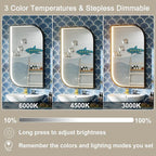 22x36 Inch LED Bathroom Mirror, Adjustable 3000K/4500K/6000K, Irregular Black Frame Lighted Bathroom Vanity Mirror with Lights, Stepless Dimmable, Anti-Fog, Wall Mounted
