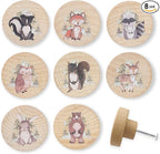 8Pack1.8 Natural Wood Nursery Dresser Cabinet Furniture Knobs Wooden Animal Cabinet Kids Cute Drawer Pulls