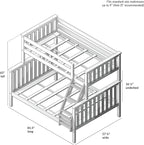 Max & Lily Bunk Bed Twin Over Full Size with Ladder, Solid Wood Platform Bed Frame with Ladder for Kids, 14" Safety Guardrails, Easy Assembly, No Box Spring Needed, Pecan