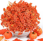 SHareconn 48 Bundles Artificial Fall Flowers for Outdoors Decoration,UV Resistant Silk Eucalyptus Lavender Faux Autumn Fake Plants for Outside Indoor Garden Yard Porch Home Decor,SunsetRedAutumnColour