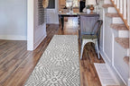 Custom Size Southwestern Style Runner Rug Mat for Wide Hallway Entryway Kitchen Laundry Room with Slip Resistant Latex Rubber Backing, Inca Grey, 31 inch X 8 feet