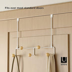 Umbra Estique Over The Door Coat Rack & Multi-Use Organizer, for Coats, Bags, Hats & More, Small, White/Natural (Pack of 3)