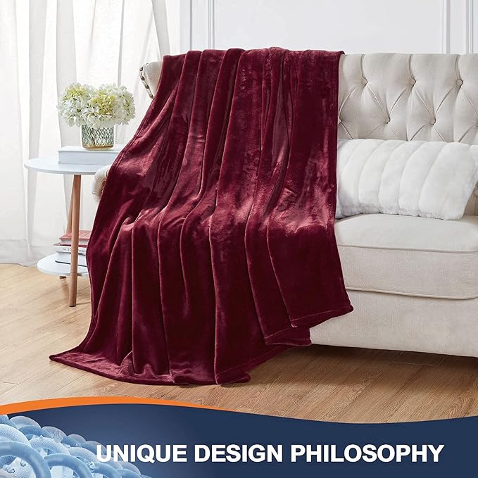 Walensee Fleece Blanket Plush Throw Fuzzy Lightweight (King Size 108x90 Wine) Super Soft Microfiber Flannel Blankets for Couch, Bed, Sofa Ultra Luxurious Warm and Cozy for All Seasons