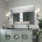 Mirrorons Beveled Mirror, Bathroom Mirrors for Wall 40" x 30", Frameless Rectangle Bathroom Mirror with Beveled Edge, Hangs Horizontally or Vertically, Upgraded Packing