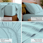 Mellanni Queen Sheets Set - 4 PC Iconic Collection Bedding - Hotel Luxury, Extra Soft, Cooling Bed Sheets - Wrinkle, Fade, Stain Resistant (Queen, Aqua)