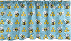 Ambesonne Cartoon Window Valance, Summer Style Funny Demonstration of Happy Flying Characters and Hexagon Comb, Curtain Valance for Kitchen Bedroom Decor with Rod Pocket, 54" X 18", Sky Blue Mustard