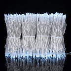 YULETIME 100 ft 300 Count Cool White LED String Lights with 8 Models Adapter, Clear Wire Wide Angle 5mm Christmas Lights (Cool White - Multimode)