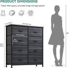 YITAHOME Dresser with 8 Drawers - Fabric Storage Tower, Organizer Unit for Bedroom, Hallway, Closets - Sturdy Steel Frame, Wooden Top & Easy Pull Fabric Bins