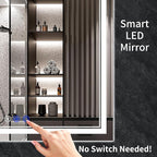 60"x36" LED Bathroom Mirror with Anti-Fog, Stepless Dimmable Lights, 3 Color Modes, Shatter-Proof Tempered Glass, Memory Function & Waterproof Design