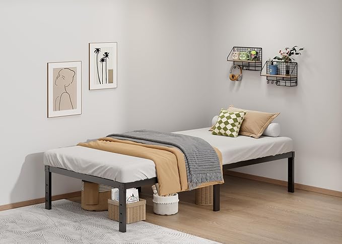 Metal Bed Frame Twin XL Size - 14 Inch Heavy-Duty Twin XL Platform Bed Frame No Box Spring Needed, Easy Assembly, Noise-Free, Sturdy Mattress Foundation, Underbed Storage Space