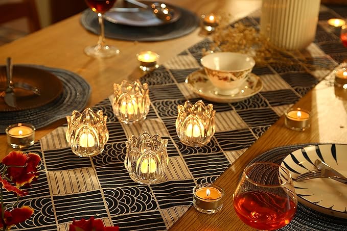 GOLDEAL 24Pcs Votive Candle Holders,Clear Thick Glass Tea Light Candle Holder Bulk,Tealight Candle Jars for Wedding Table Decor,Party Supplies,Bridal Shower,Baby Shower,Tables Centerpieces
