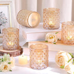 12Pcs Large Votive Candle Holders 2.8 * 3.2in Gold Tea Light Candle Holders Glass Candle Holder for Wedding, Bridal Shower, Table Centerpiece, Party, Home Decor